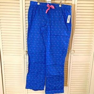 NWT Old Navy Poplin Pajama Pants, Elastic and Drawstring, Love Print, Medium